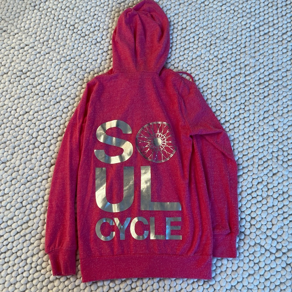 Soul Cycle pink silver sweatshirt